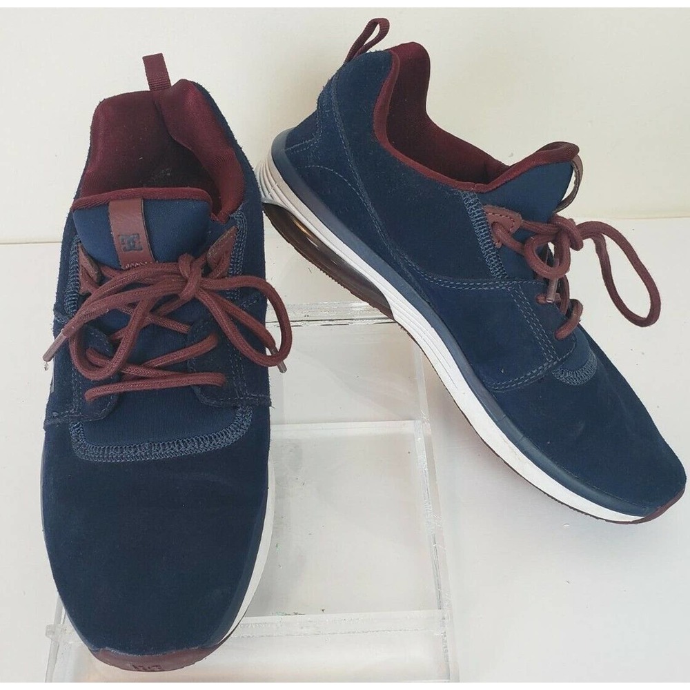 DC HEATHROW Womens Shoes Blue Burgundy Suede Size 9 Logo Low Top Skate